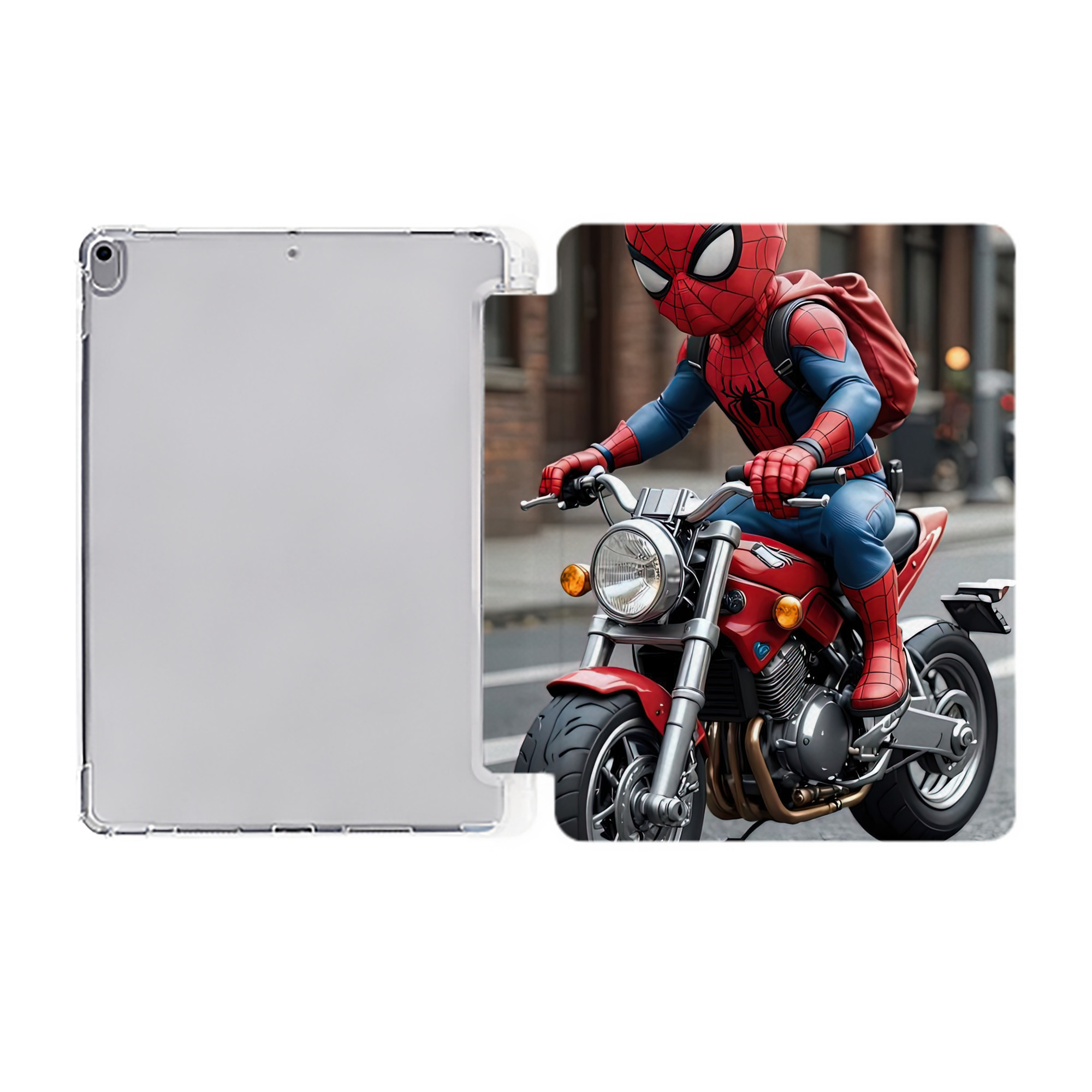 （画像用） Spider Man スパイダーマン IPad ケース ペン収納付き 三つ折りスタンド PUレザー×シリコン 対応機種9.5/10.5/10.9インチ